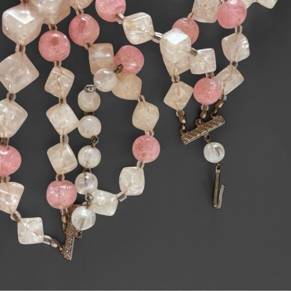 Vintage Made in Austria Pink Triple Strand Necklace Set - Picture 4 of 6